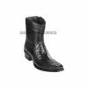 Guadalajara Western Wear Los Altos Black Ostrich & Deer European Square Toe Ankle Boot Men