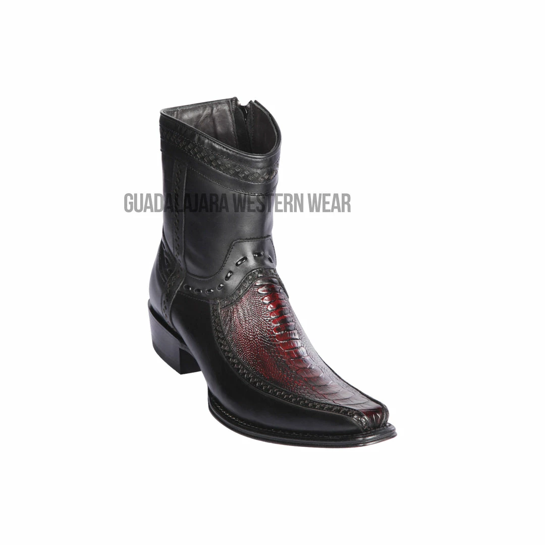 Guadalajara Western Wear Men Los Altos Black Cherry Ostrich Leg & Deer European Square Toe Ankle Boot 3 Guadalajara Western Wear Men Los Altos Black Cherry Ostrich Leg & Deer European Square Toe Ankle Boot