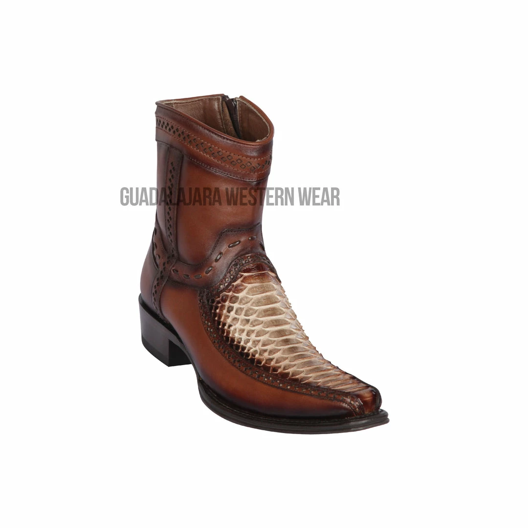 Guadalajara Western Wear Men Los Altos Rustic Brown Python & Deer European Square Toe Ankle Boot 3 Guadalajara Western Wear Men Los Altos Rustic Brown Python & Deer European Square Toe Ankle Boot