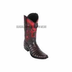 Guadalajara Western Wear Los Altos Black Cherry Caiman Belly European Square Toe Cowboy Boots