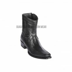 Guadalajara Western Wear Los Altos Black Teju & Deer European Square Toe Ankle Boot