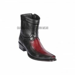 Guadalajara Western Wear Los Altos Faded Burgundy Teju & Deer European Square Toe Ankle Boot