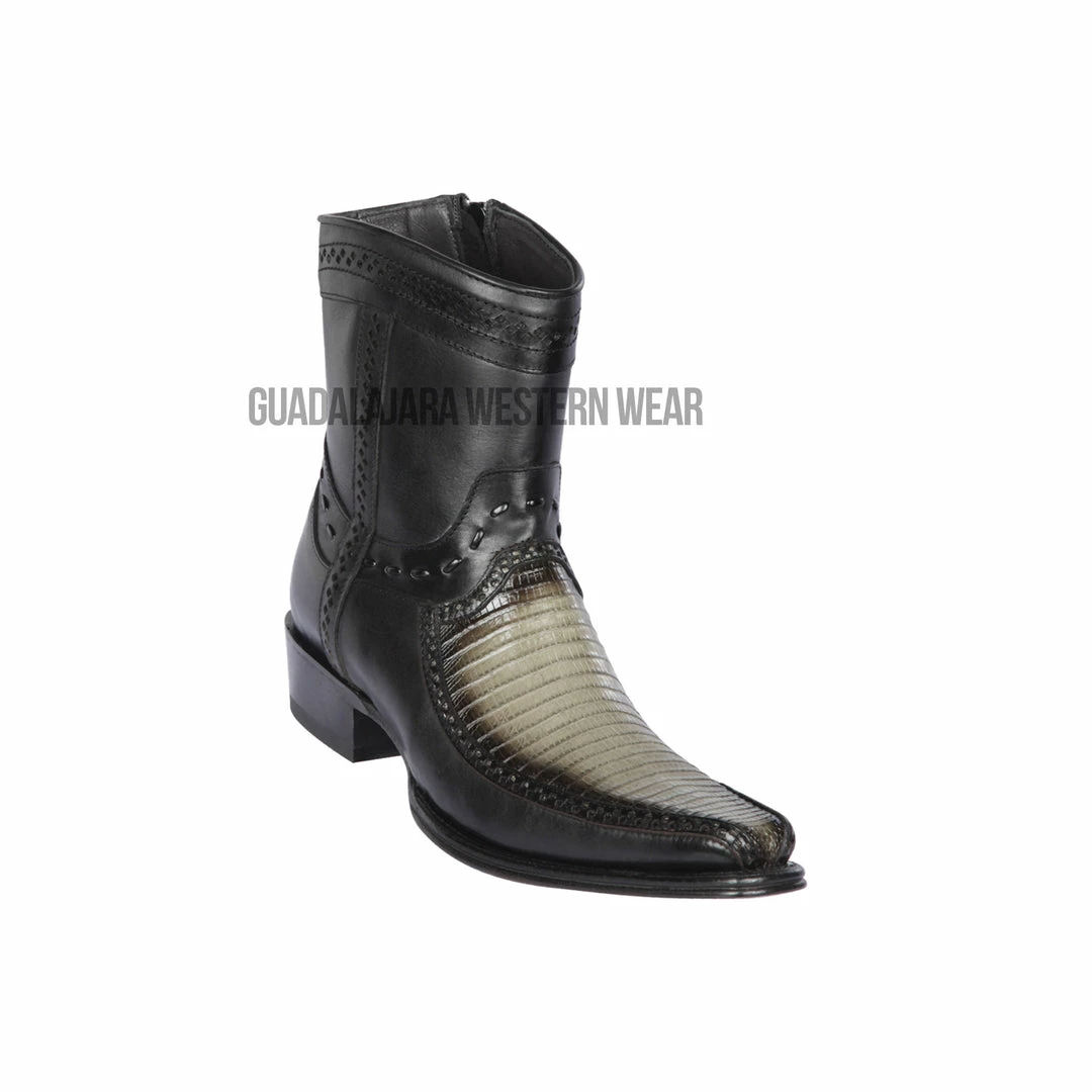 Guadalajara Western Wear Los Altos Faded Gray Teju & Deer European Square Toe Ankle Boot Men 3 Guadalajara Western Wear Los Altos Faded Gray Teju & Deer European Square Toe Ankle Boot Men