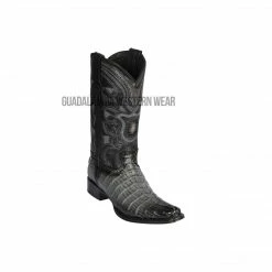 Guadalajara Western Wear Men Los Altos Faded Gray Caiman Tail European Square Toe Cowboy Boots