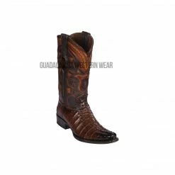 Guadalajara Western Wear Los Altos Faded Brown Caiman Tail European Square Toe Cowboy Boots Men