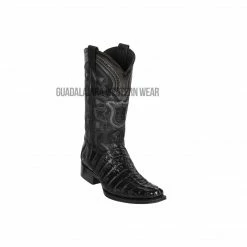 Guadalajara Western Wear Los Altos Black Caiman Tail European Square Toe Cowboy Boots