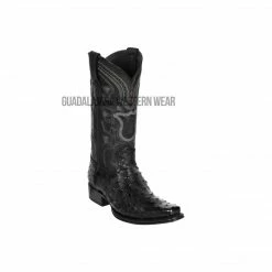 Guadalajara Western Wear Men Los Altos Black Ostrich European Square Toe Cowboy Boots