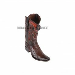 Guadalajara Western Wear Los Altos Faded Brown Ostrich European Square Toe Cowboy Boots