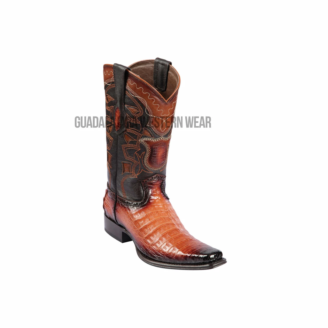 Guadalajara Western Wear Los Altos Faded Cognac Caiman Belly European Square Toe Cowboy Boots 3 Guadalajara Western Wear Los Altos Faded Cognac Caiman Belly European Square Toe Cowboy Boots