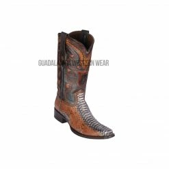 Guadalajara Western Wear Los Altos Rustic Cognac Python European Square Toe Cowboy Boots