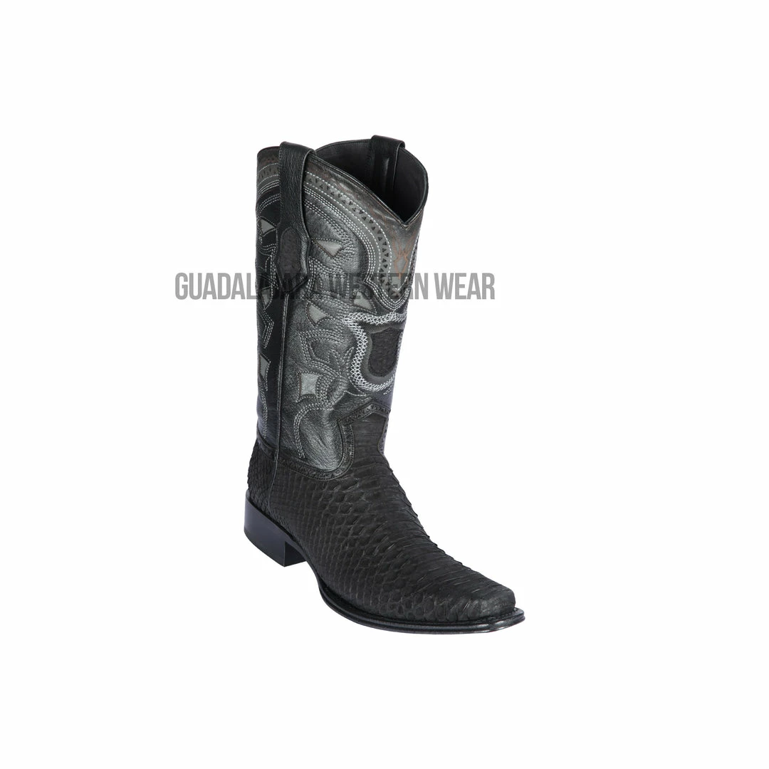Guadalajara Western Wear Men Los Altos Suede Black Python European Square Toe Cowboy Boots 3 Guadalajara Western Wear Men Los Altos Suede Black Python European Square Toe Cowboy Boots