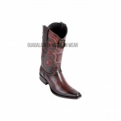Guadalajara Western Wear Men Los Altos Faded Brown Ring Lizard European Square Toe Cowboy Boots