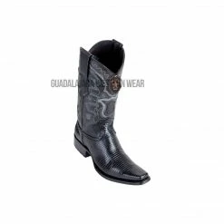 Guadalajara Western Wear Los Altos Black Ring Lizard European Square Toe Cowboy Boots