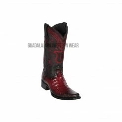 Guadalajara Western Wear Los Altos Faded Burgundy Caiman Belly European Square Toe Cowboy Boots Men