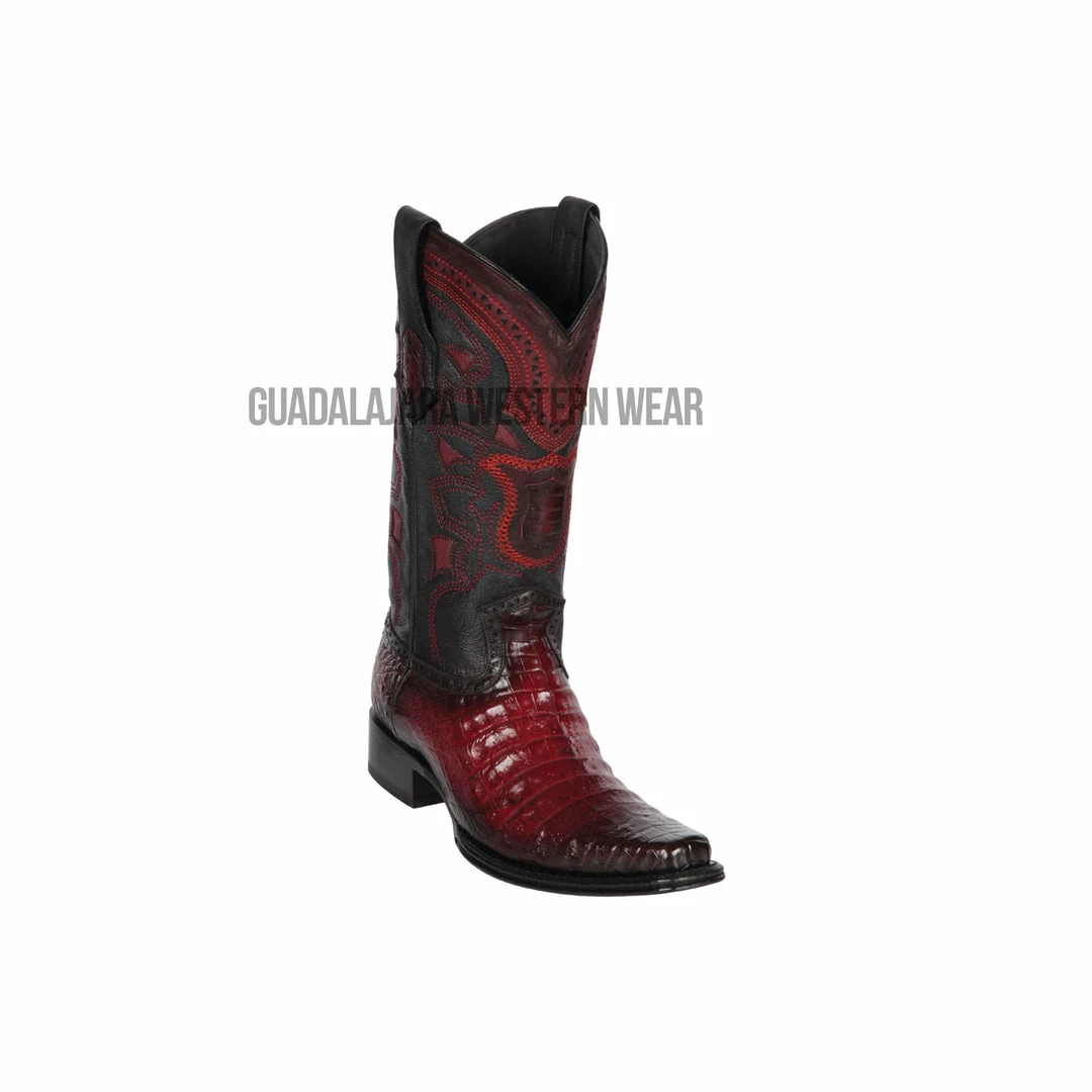 Guadalajara Western Wear Los Altos Faded Burgundy Caiman Belly European Square Toe Cowboy Boots Men 3 Guadalajara Western Wear Los Altos Faded Burgundy Caiman Belly European Square Toe Cowboy Boots Men