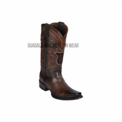 Guadalajara Western Wear Men Los Altos Faded Brown Ostrich Belly European Square Toe Cowboy Boots