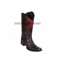 Guadalajara Western Wear Los Altos Black Cherry Ostrich Belly European Square Toe Cowboy Boots Men