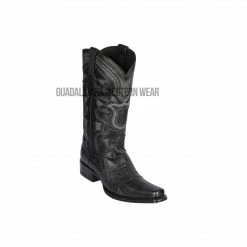 Guadalajara Western Wear Los Altos Black Ostrich Belly European Square Toe Cowboy Boots Men