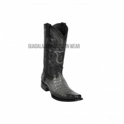 Guadalajara Western Wear Men Los Altos Faded Gray Caiman Belly European Square Toe Cowboy Boots