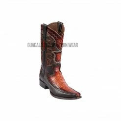 Guadalajara Western Wear Men Los Altos Faded Cognac Caiman Belly & Deer European Square Toe Cowboy Boots