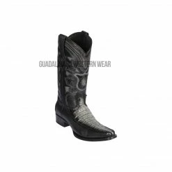 Guadalajara Western Wear Men Los Altos Faded Gray Caiman Tail & Deer European Square Toe Cowboy Boots