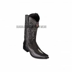 Guadalajara Western Wear Los Altos Black Single Stone Stingray & Deer European Square Toe Cowboy Boots Men
