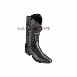 Guadalajara Western Wear Men Los Altos Black Rowstone Stingray & Deer European Square Toe Cowboy Boots