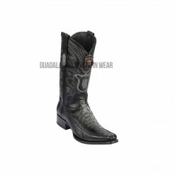 Guadalajara Western Wear Los Altos Faded Gray Ostrich & Deer European Square Toe Cowboy Boots Men