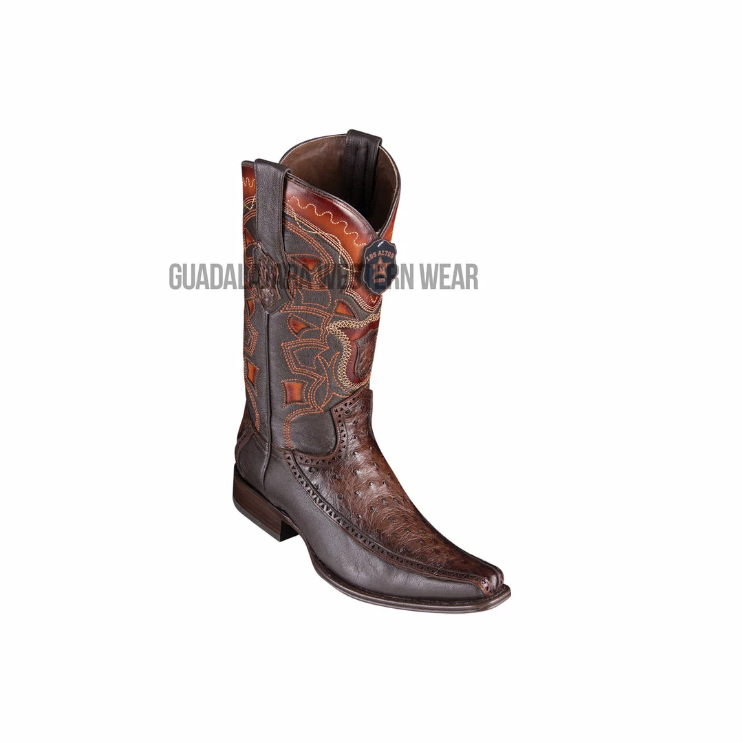 Guadalajara Western Wear Los Altos Faded Brown Ostrich & Deer European Square Toe Cowboy Boots Men 3 Guadalajara Western Wear Los Altos Faded Brown Ostrich & Deer European Square Toe Cowboy Boots Men