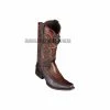 Guadalajara Western Wear Men Los Altos Faded Brown Ostrich Leg & Deer European Square Toe Cowboy Boots