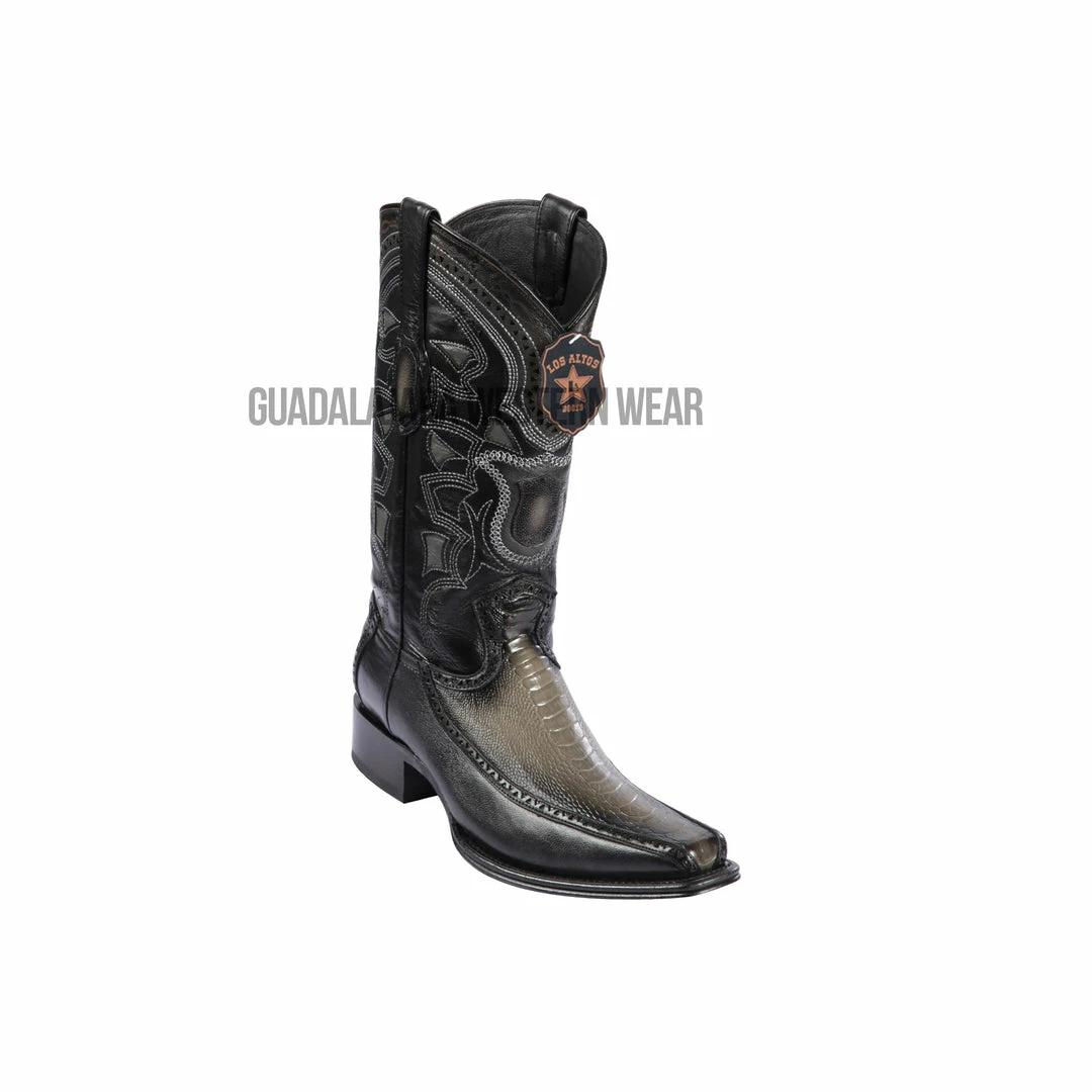 Guadalajara Western Wear Los Altos Faded Gray Ostrich Leg & Deer European Square Toe Cowboy Boots 3 Guadalajara Western Wear Los Altos Faded Gray Ostrich Leg & Deer European Square Toe Cowboy Boots