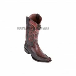 Guadalajara Western Wear Men Los Altos Brown Ring Lizard & Deer European Square Toe Cowboy Boots