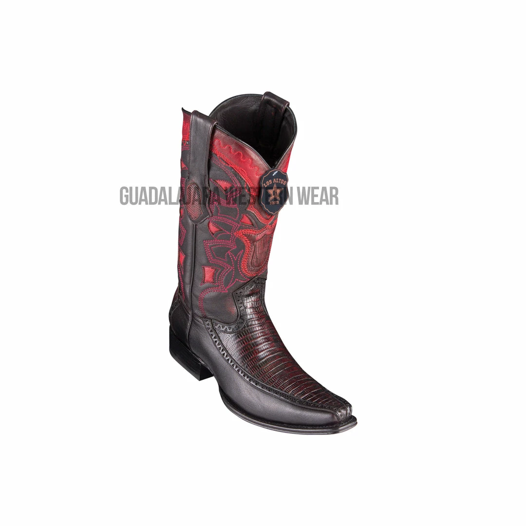 Guadalajara Western Wear Men Los Altos Black Cherry Teju & Deer European Square Toe Cowboy Boots 3 Guadalajara Western Wear Men Los Altos Black Cherry Teju & Deer European Square Toe Cowboy Boots