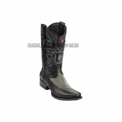 Guadalajara Western Wear Los Altos Faded Gray Teju & Deer European Square Toe Cowboy Boots