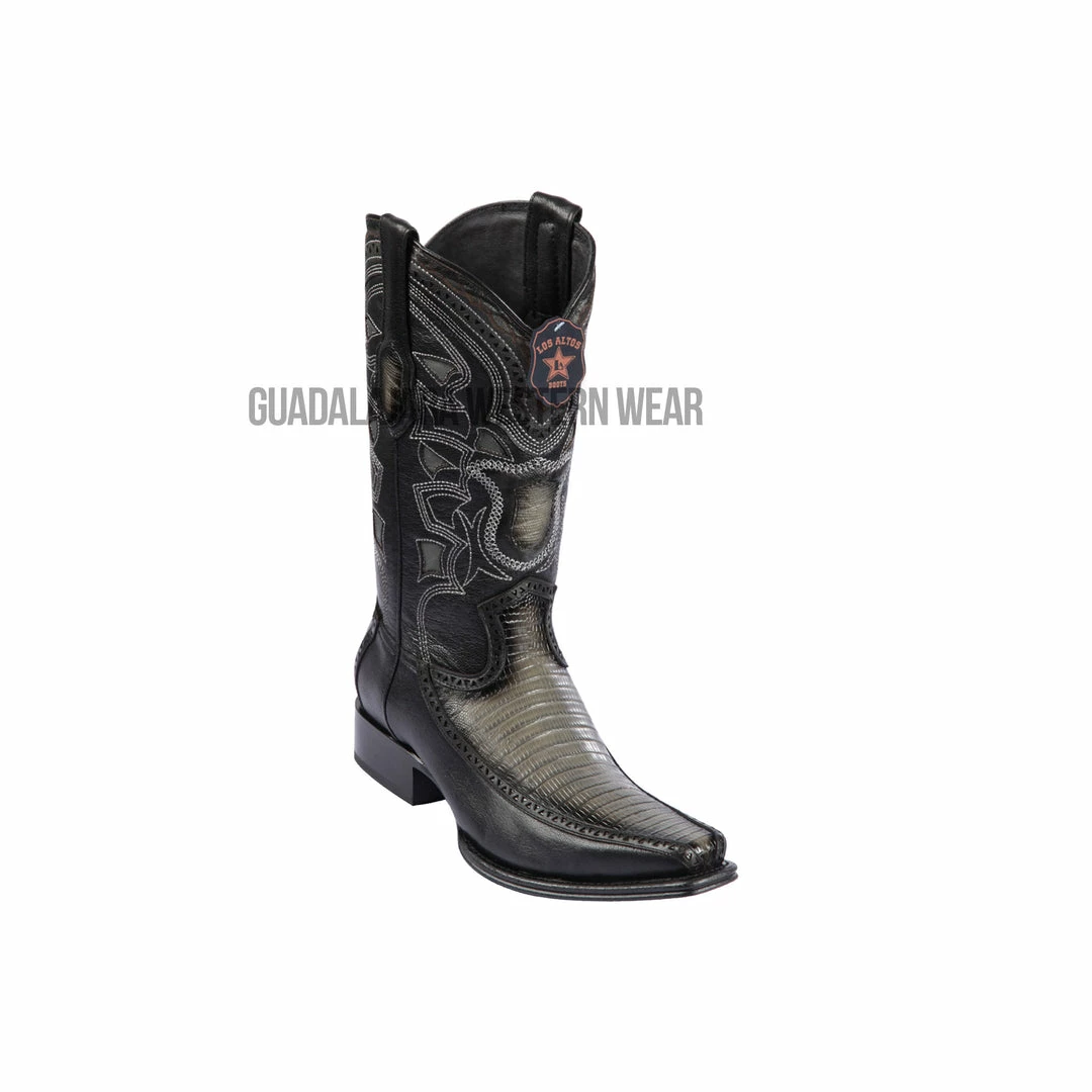 Guadalajara Western Wear Los Altos Faded Gray Teju & Deer European Square Toe Cowboy Boots 3 Guadalajara Western Wear Los Altos Faded Gray Teju & Deer European Square Toe Cowboy Boots