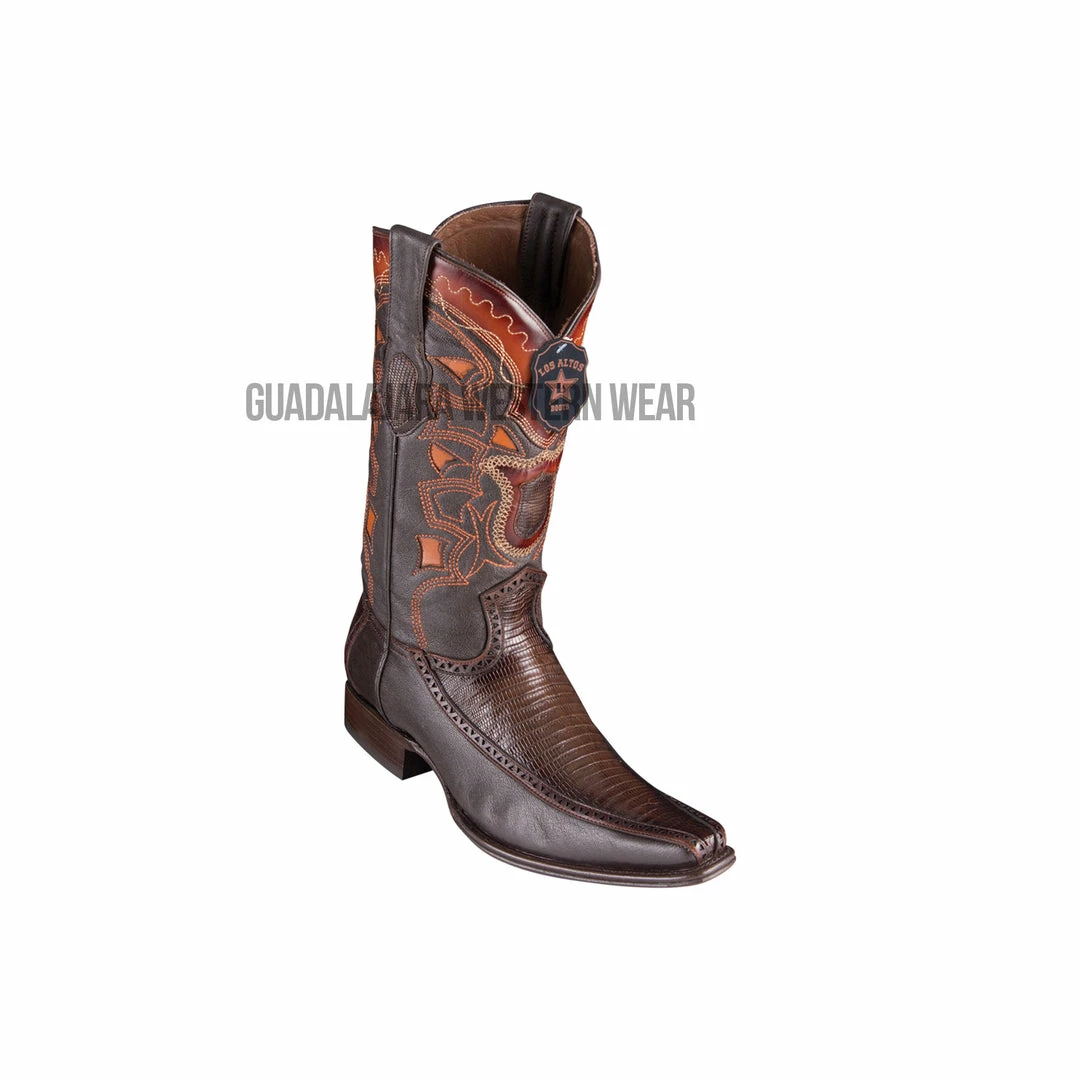 Guadalajara Western Wear Men Los Altos Faded Brown Teju & Deer European Square Toe Cowboy Boots 3 Guadalajara Western Wear Men Los Altos Faded Brown Teju & Deer European Square Toe Cowboy Boots