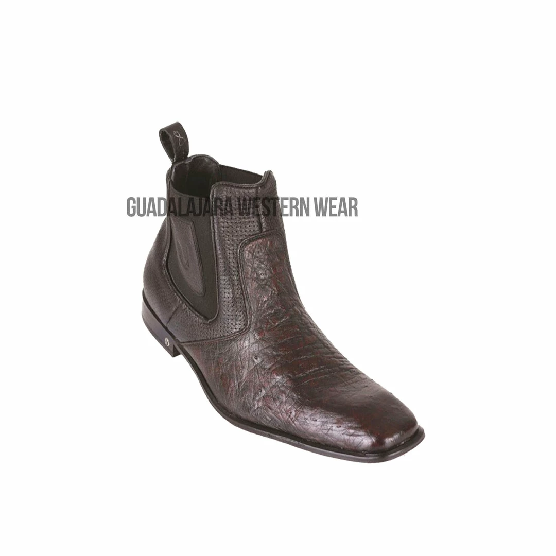 Cuadra Men Vestigium Black Cherry Ostrich Belly Chelsea Boot 3 Cuadra Men Vestigium Black Cherry Ostrich Belly Chelsea Boot