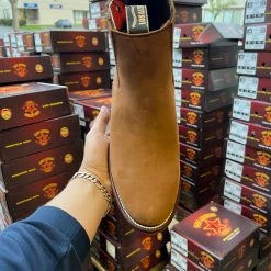 Guadalajara Western Wear Men Los Altos Nobuck Chedron Oval Toe Botin Charro