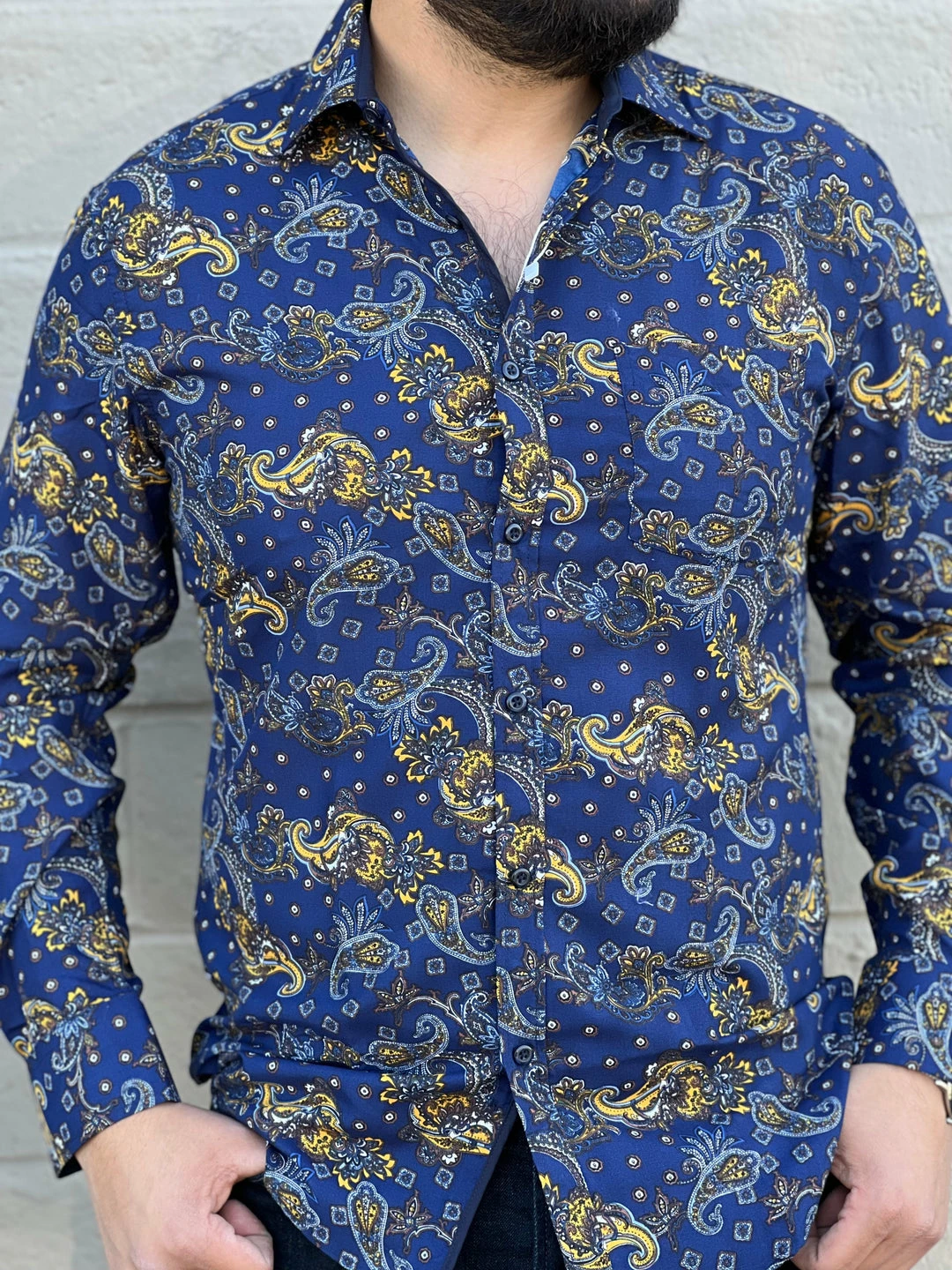 Guadalajara Western Wear Men's Italian Print Long Sleeve Shirt - B566 3 Guadalajara Western Wear Men's Italian Print Long Sleeve Shirt - B566