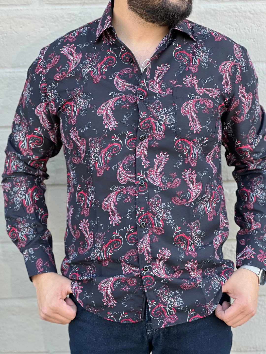 Guadalajara Western Wear Men's Italian Print Long Sleeve Shirt - B564 3 Guadalajara Western Wear Men's Italian Print Long Sleeve Shirt - B564