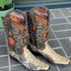 Guadalajara Western Wear Los Altos Oryx Python European Square Toe Cowboy Boots Men 7 Guadalajara Western Wear Los Altos Oryx Python European Square Toe Cowboy Boots Men