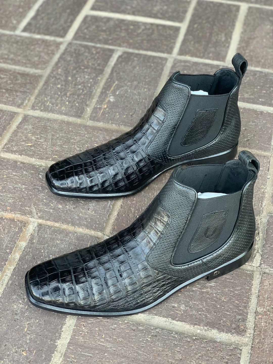 Cuadra Vestigium Black Caiman Belly Chelsea Boot Men 3 Cuadra Vestigium Black Caiman Belly Chelsea Boot Men