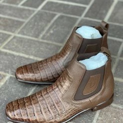 Cuadra Men Vestigium Brown Caiman Belly Chelsea Boot