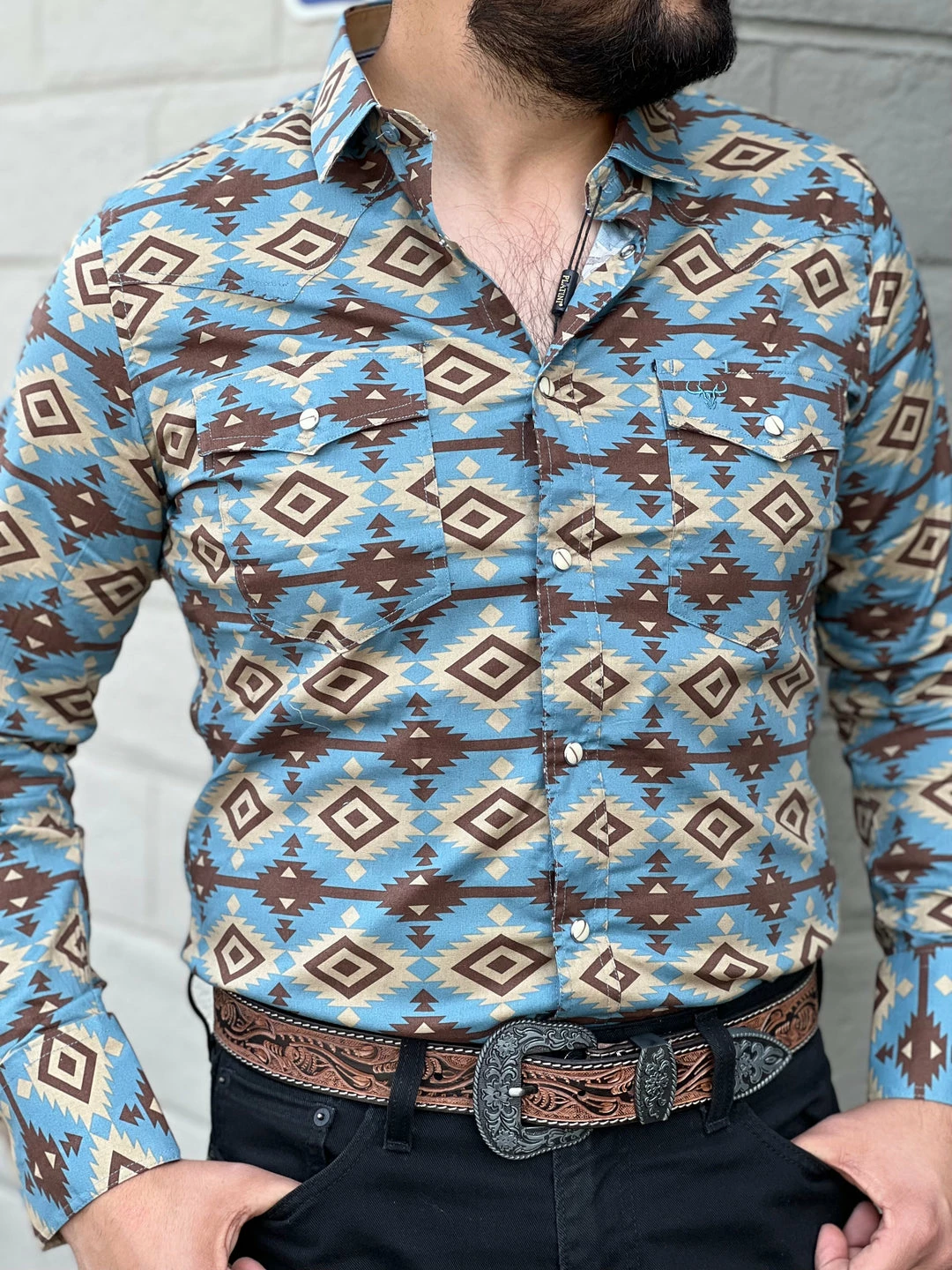 Guadalajara Western Wear Platini Men's Aztec Digital Print Shirt - AZL7784 3 Guadalajara Western Wear Platini Men's Aztec Digital Print Shirt - AZL7784