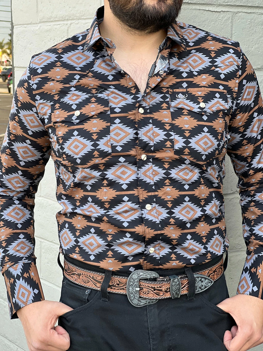 Guadalajara Western Wear Platini Men's Aztec Digital Print Shirt - AZL7785 3 Guadalajara Western Wear Platini Men's Aztec Digital Print Shirt - AZL7785