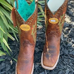 Guadalajara Western Wear Corral Women's Embroidery And Studs Western Boot Square Toe