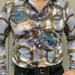 Guadalajara Western Wear Long Sleeve Shirts / Camisas Manga Larga Platini Men's Digital Button Up Shirt - FPL8115