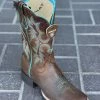 Guadalajara Western Wear Ariat Women's Tombstone Sassy Brown With Turquoise Stitch Double Welt Wide Square Toe Boot