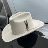 Stetson 6x Rancher Mist Grey Diamante Negro Cowboy Felt Hat (Copa Alta Falda/Brim 3.5") 1 Stetson 6x Rancher Mist Grey Diamante Negro Cowboy Felt Hat (Copa Alta Falda/Brim 3.5")