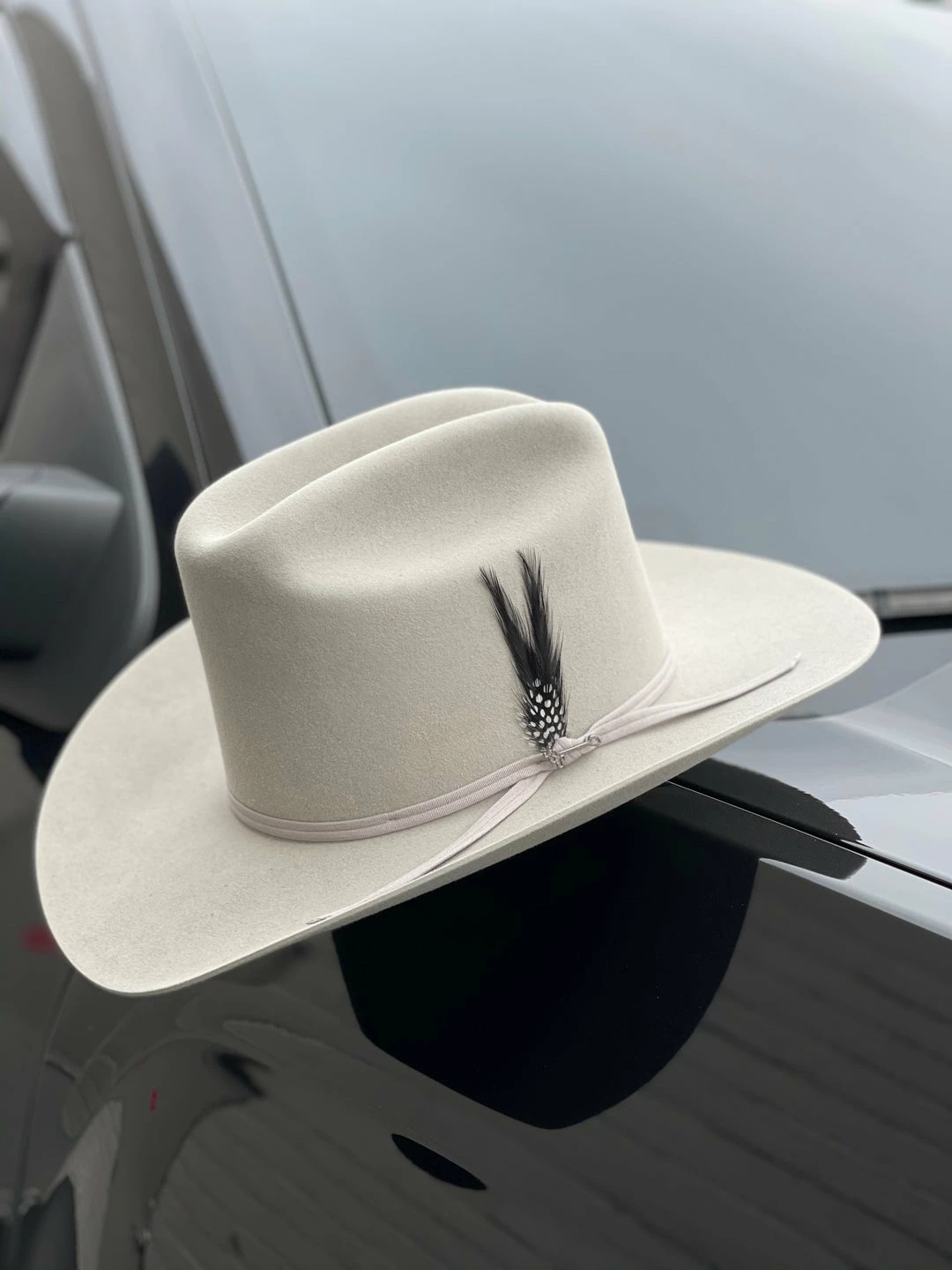 Stetson 6x Rancher Mist Grey Diamante Negro Cowboy Felt Hat (Copa Alta Falda/Brim 3.5") 3 Stetson 6x Rancher Mist Grey Diamante Negro Cowboy Felt Hat (Copa Alta Falda/Brim 3.5")